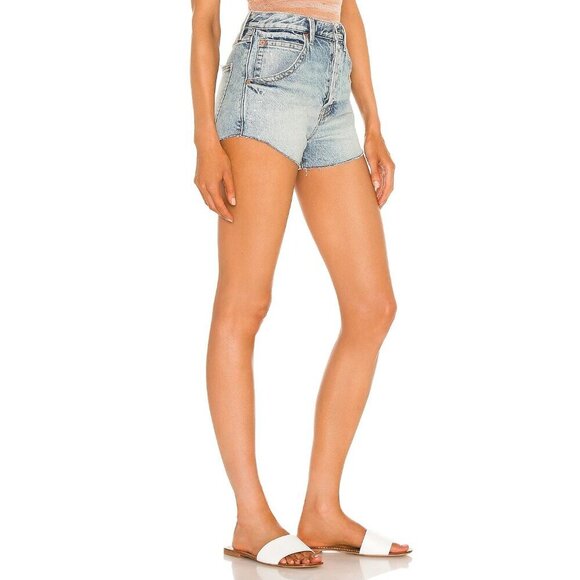 Free People Taliesin Cutoff Denim Short Mid Blue Womens Size 24 - Picture 3 of 9